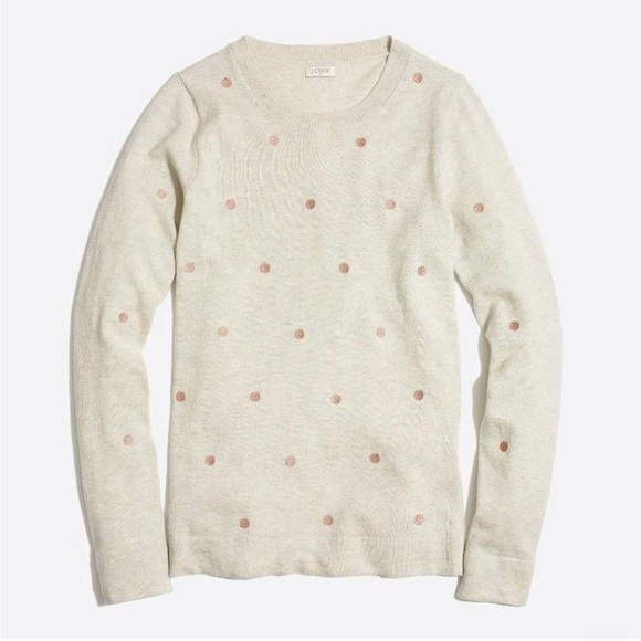 1. J. Crew Polka Dot Teddie Sweater in Cream - Picture 1 of 1